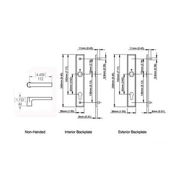 HOPPE MULTIPOINT LOCK HANDLESET -  NONKEYED WITH THUMBTURN, M1643 / 2161N SET - DALLAS CONTEMPORARY INACTIVE